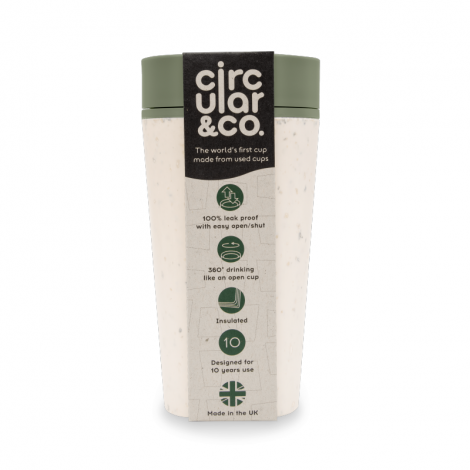 Кръгла чаша (rCup) Крем и зелено 340ml