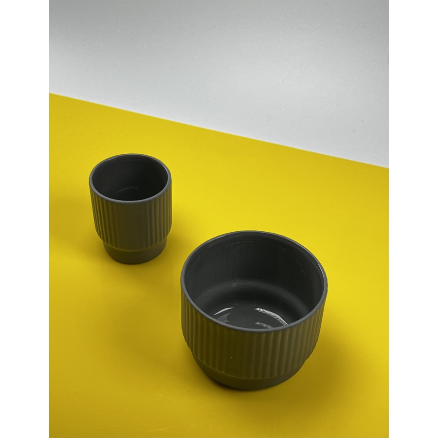 Чаша за еспресо в стил кафия 80 ml - тъмно сива