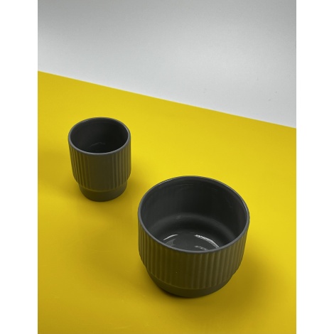 Чаша за еспресо в стил кафия 80 ml - тъмно сива