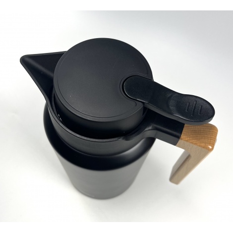 Термос Kaffia 2 л с дървена дръжка - ЧЕРЕН