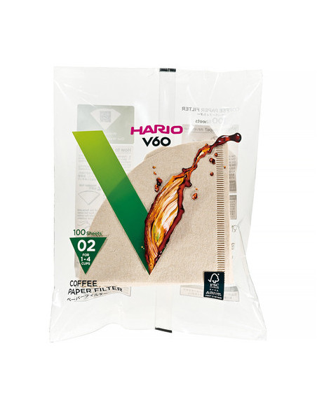 Хартиени филтри Hario V60-02 100 бр., неизбелени (VCF-02-100M)